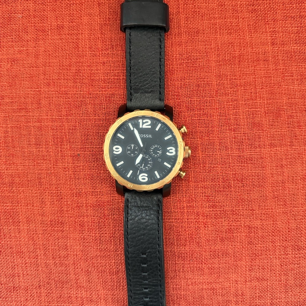 Fossil Black and Rose Gold Watch